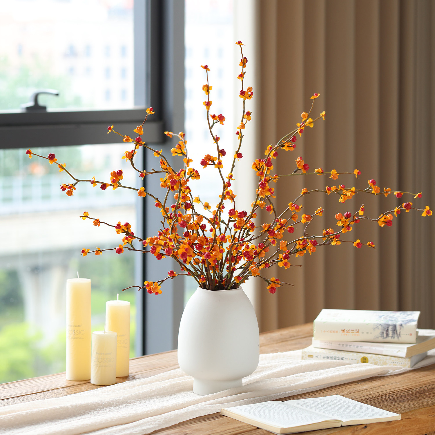 禅意新中式南蛇藤仿真花发财果假花干花客厅插花摆件侘寂花艺装饰,淘宝优惠券,粉丝福利购,淘宝优惠卷