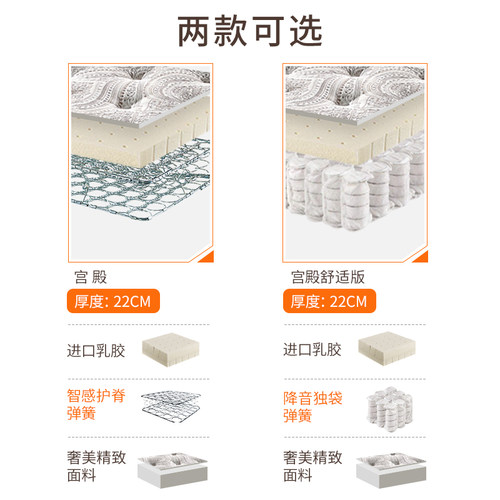 雅兰AAAAA级五区护脊床垫奢华弹簧天然乳胶软酒店家用席梦思宫殿 - 图3
