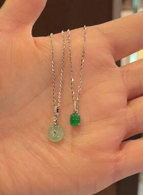 平安扣蛋面绿玉髓项链女款2026新款潮高级感轻奢小众百搭气质吊坠