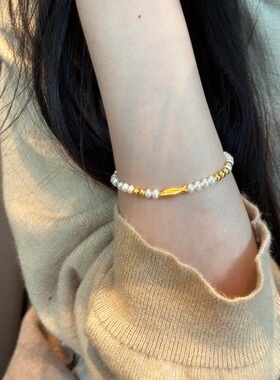 小金鱼施家珍珠手链女款2025新款潮清冷感复古新中式串珠手串时尚