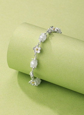 莫离茉莉花仿和田玉手串甜美手链女款高级感简约情人节礼物送女友