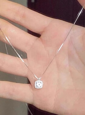 925纯银方糖闪钻项链女款2025新款爆款轻奢小众高级感锁骨链吊坠