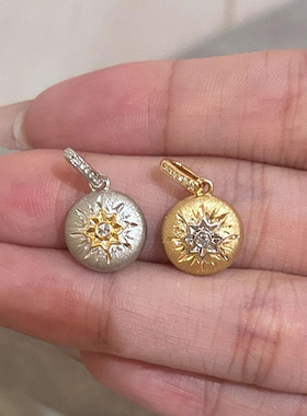 法式复古八芒星吊坠圆牌项链女款高级感轻奢小众毛衣链2025年新款