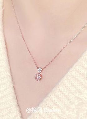 甜美水晶樱花项链女轻奢小众高级感锁骨链2025新款爆款高颜值吊坠