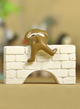 卡通创意立体树脂小狗叼茶壶拱门园艺多肉花插插件居家装饰