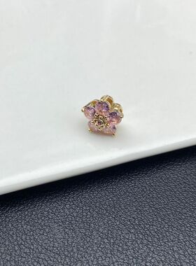 强保色五瓣花单排四通隔珠水晶d