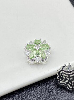 16mm铜镀金高保色镶锆苹果绿花朵
