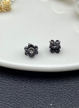 6mm基础配件四叶草隔珠花托DIY饰