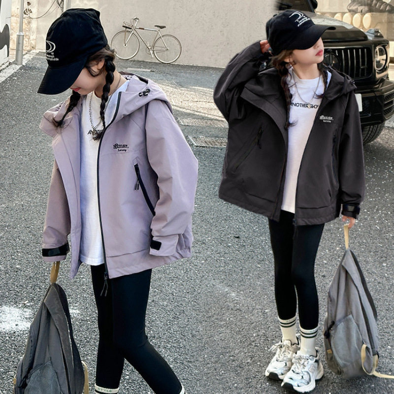 女童外套春秋季2026新款洋气中大童冲锋衣休闲儿童夹克连帽拉链衫,淘宝优惠券,粉丝福利购,淘宝优惠卷