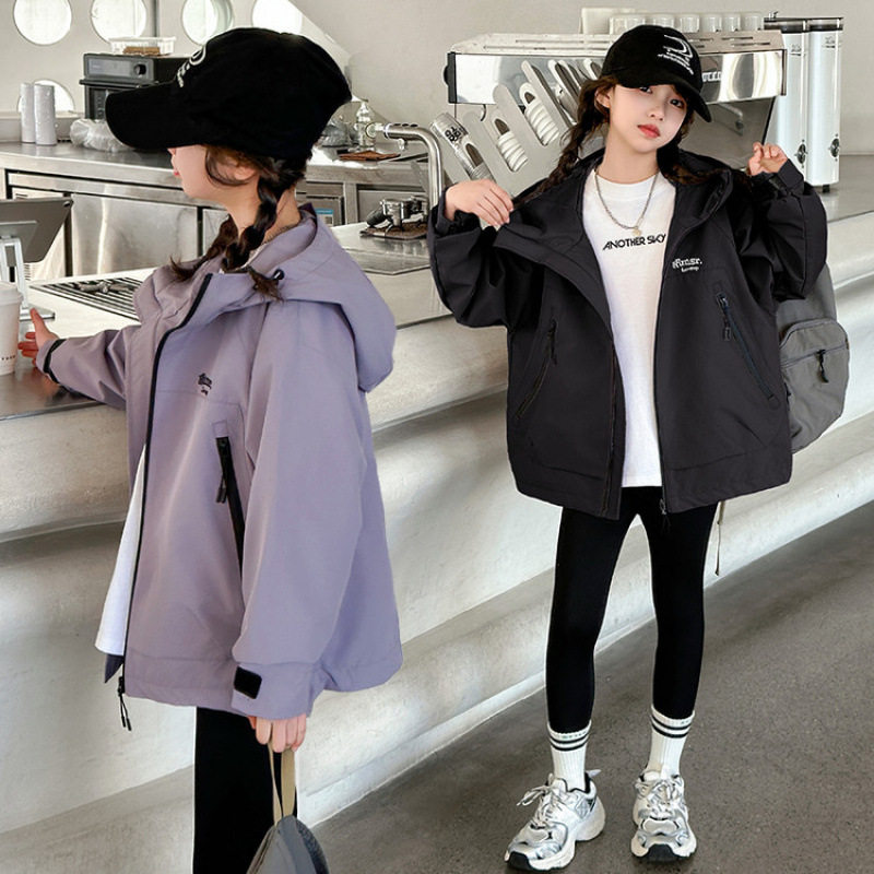 女童外套春秋季2026新款洋气中大童冲锋衣休闲儿童夹克连帽拉链衫,淘宝优惠券,粉丝福利购,淘宝优惠卷