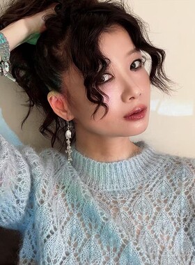 《蓝铃花流苏葡萄》红色石榴石绿色水晶925纯银流苏长耳环