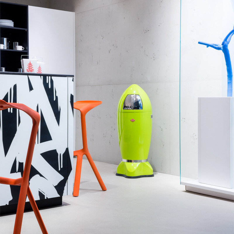 现货德国进口WESCO红色威士克火箭垃圾桶摆件MCM风格不锈钢 - 图0