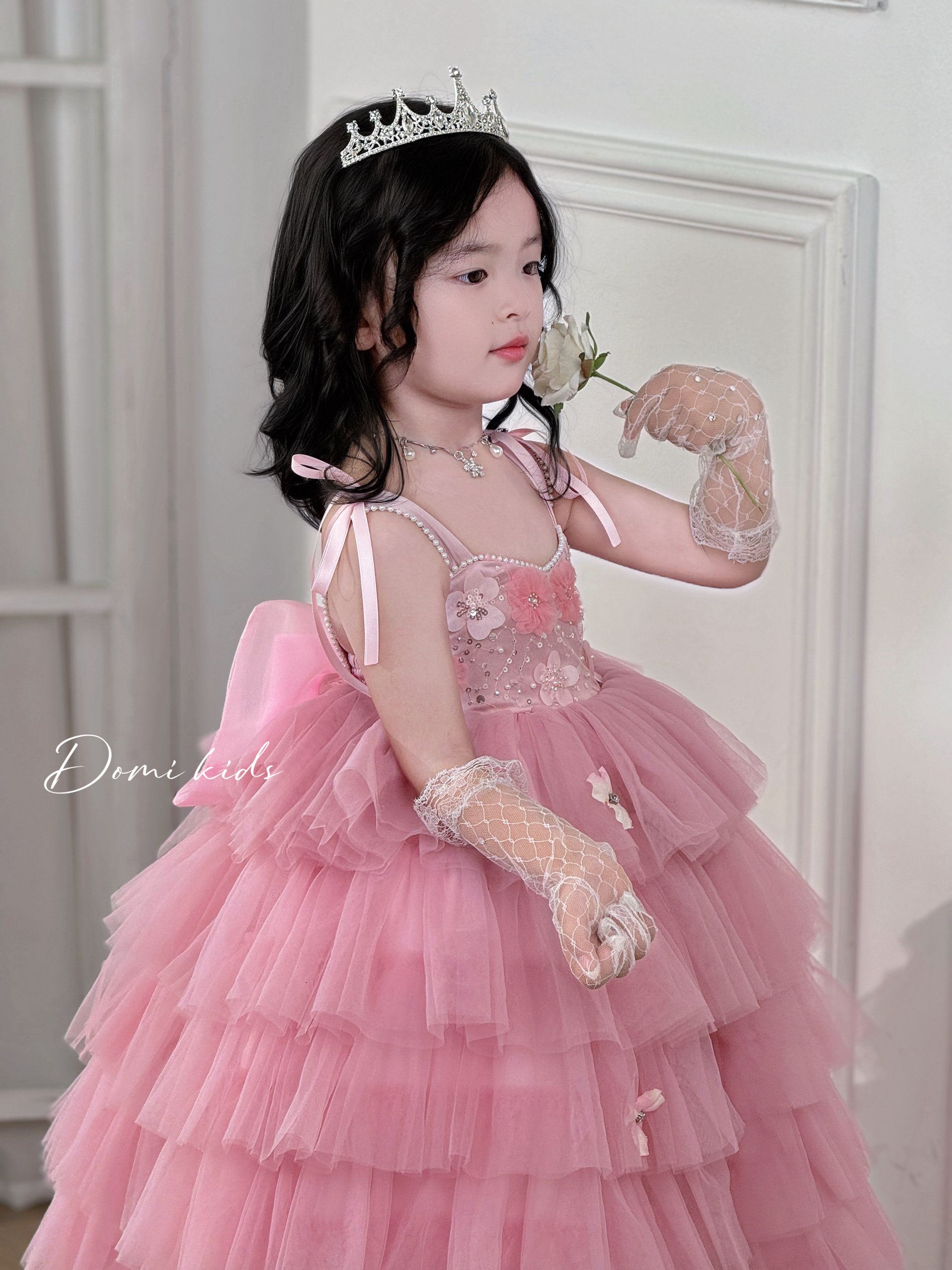 Domikids女童重工网纱吊带公主裙小女孩镶钻蛋糕蓬蓬裙六一礼服裙,淘宝优惠券,粉丝福利购,淘宝优惠卷