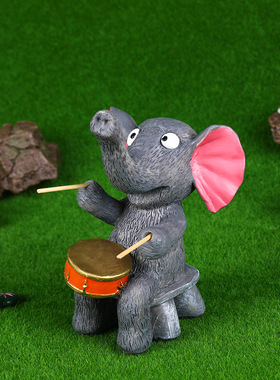 跨境树脂工艺品摆件家居装饰艺术大象摆件树脂摆件敲鼓大象装饰