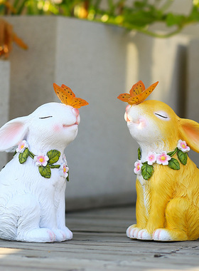 跨境太阳能兔子户外装饰摆件防水