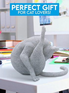 跨境品Funny Cat Figurine Cat Sculptu树脂工艺有趣的猫雕像礼物