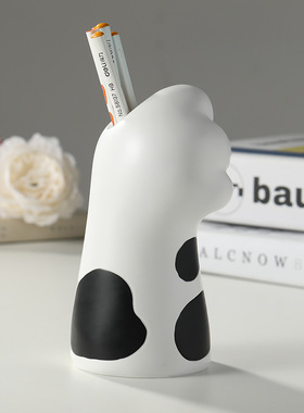 创意猫爪学生桌面收纳笔筒 可爱猫爪桌面摆件装饰收纳文具盒动物