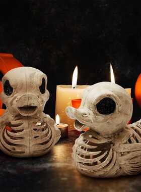 跨境新款万圣节骷髅小鸭子骨架家居室内外装饰品节日场景布置摆件
