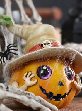 万圣节新品帽子南瓜树脂摆件