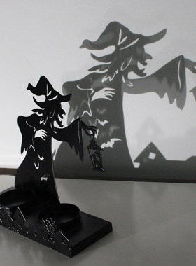 跨境新品铁件巫婆烛台灯万圣节气氛搞怪个性创意家居庭院装饰摆件