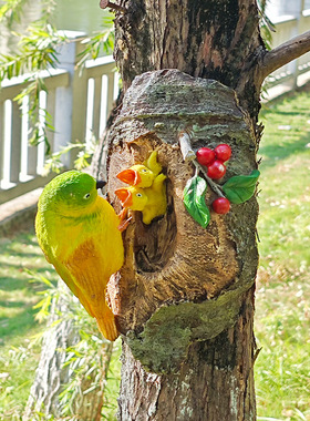 动物鸟妈妈喂食挂件装饰