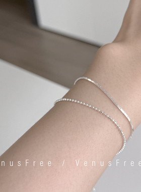 定制极细925纯银超亮蛇骨迷你珠珠豆豆手链极简约单叠戴日常银饰