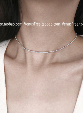 和钻一样闪出天际纯银细颈链颈链