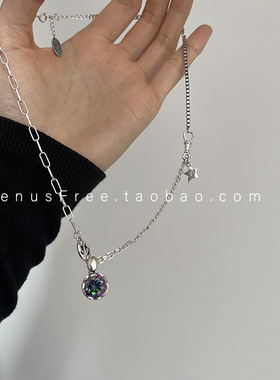 925纯银多层设计感大颗钻锁骨链