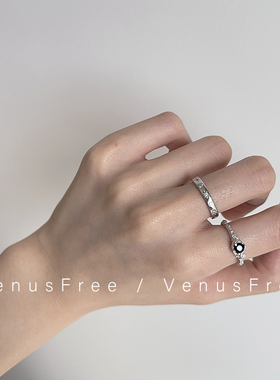 925纯银小众异形星芒闪钻戒指