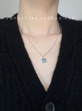 925纯银渐变蓝宝石/紫色锁骨链