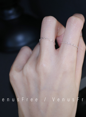 定制925纯银叠戴王超细闪闪极简约链条戒指精致日常韩国银饰