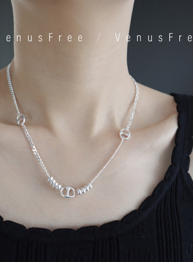 重磅定制韩国925纯银质感经典猪鼻子圆珠粗链条项链锁骨链毛衣链