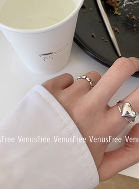 925纯银韩国爱心加粗立体戒指