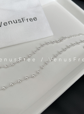 925纯银韩国简约豆豆锁骨链裸链