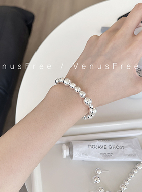 925纯银简约韩国大号豆豆手链