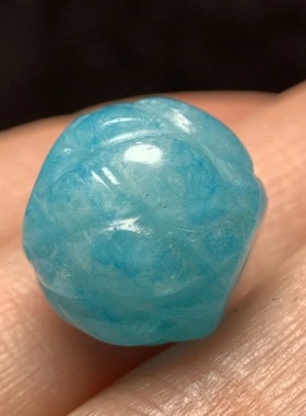 老天河石雕刻璎珞单珠13.8mm念珠手串星月紫檀配珠配饰老珠子1677