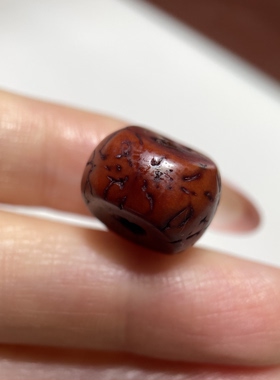藏地手工镶嵌松石凤眼菩提单珠14.2mm 马蹄形盘念过酥油味配珠585