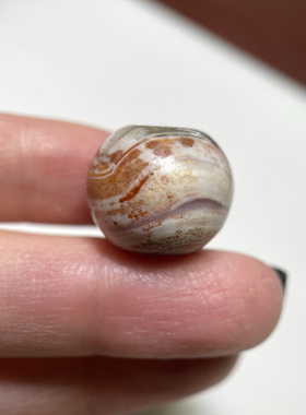 百年佛眼奶皮奶沁嫩色老玉髓玛瑙单珠16.5mm 大孔道配珠配饰 183