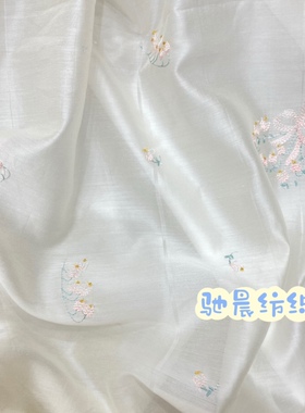 橘喵jumiao温柔天丝棉绣花花朵面料春夏舒适面料汉服女装童装布料