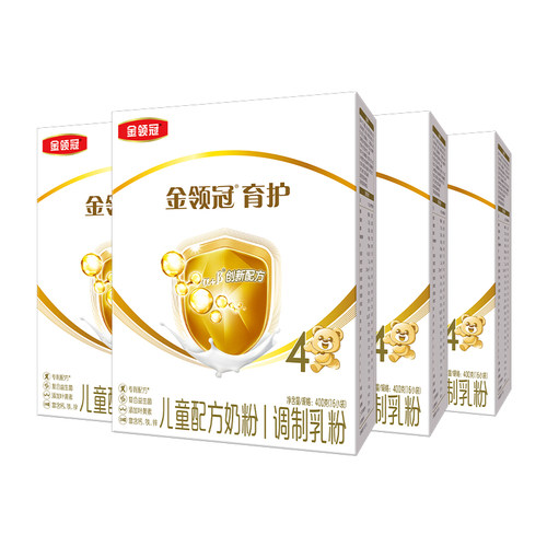 【会员专享】伊利金领冠育护基础4段儿童成长DHA牛奶粉400g*4盒 - 图0