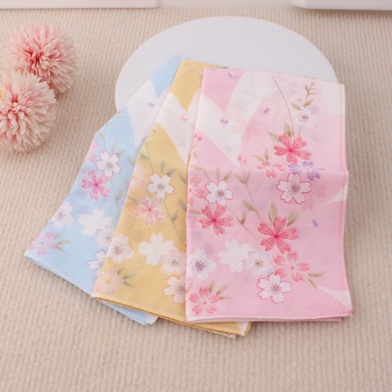 淑女时尚纯棉印花手帕全棉女士薄款手绢高品质柔软吸汗擦汗环保 - 图1