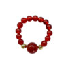 Zhenqiaoge red agate 18K gold bead ring