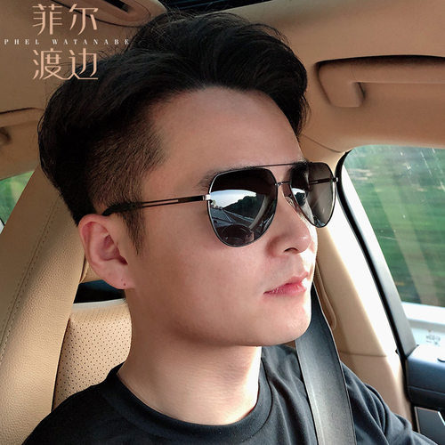新品男士偏光太阳镜 时尚蛤蟆镜 飞行员偏光墨镜配近视太阳镜9155 - 图1