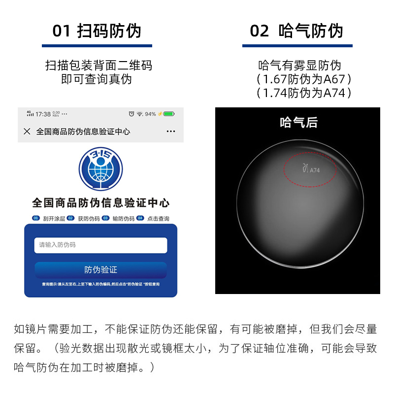 韩国大明镜片1.74超薄防蓝光非球面近视眼镜片配镜高度数近视显薄-图3