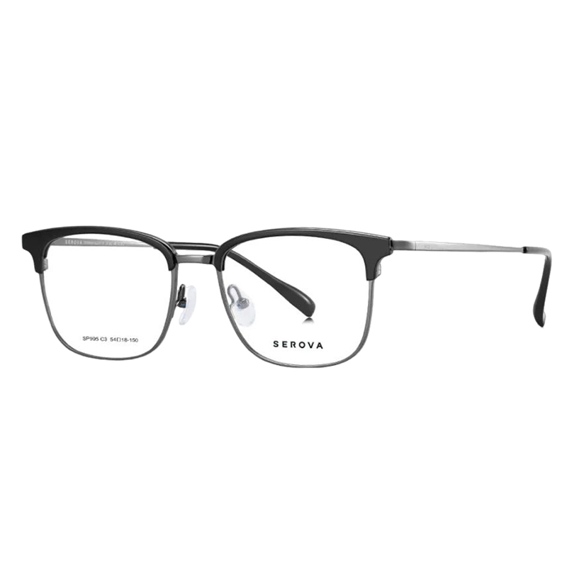 施洛华近视眼镜框男士复古钛架眉线框眼镜架女眉毛架配眼镜SP995-图3