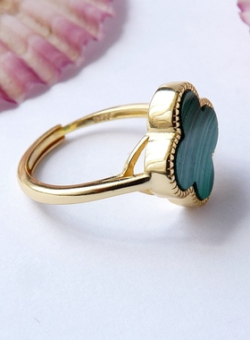 天然孔雀石活口绿色纯银高级感