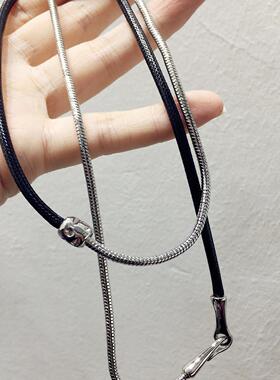 金属拼接PU皮革项链锁骨链