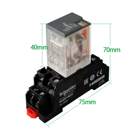 施耐德正品 中间继电器RXM2LB2BD RXM4LB2P7小型继电器220V12V24V - 图1