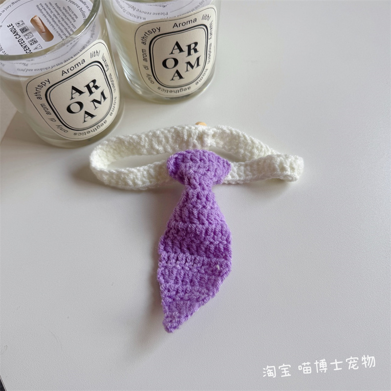 Purely handmade crocheted scarf, collar, accessories, pet cat and dog saliva towel, cute bow tie, hat collar