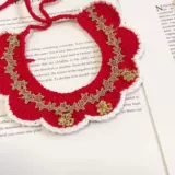 Плетеный чокер, шарф, клубника с бантиком, шерстяное ожерелье, кружевной нагрудник, кот